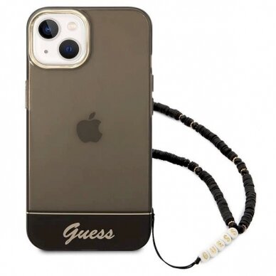 Originalus dėklas Guess GUHCP14SHGCOHK iPhone 14 6.1 Juodas hardcase Translucent Pearl Strap 1