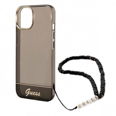 Originalus dėklas Guess GUHCP14SHGCOHK iPhone 14 6.1 Juodas hardcase Translucent Pearl Strap 4