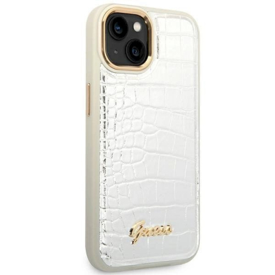 Originalus dėklas Guess GUHCP14SHGCRHS iPhone 14 6.1 Sidabrinis hardcase Croco Collection 3