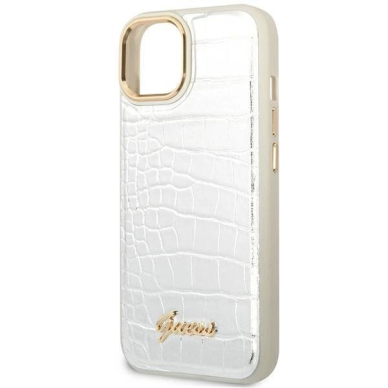 Originalus dėklas Guess GUHCP14SHGCRHS iPhone 14 6.1 Sidabrinis hardcase Croco Collection 5