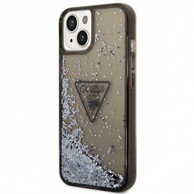 Originalus dėklas Guess GUHCP14SLFCTPK iPhone 14 6.1  Juodas hardcase Liquid Glitter Palm Collection 1