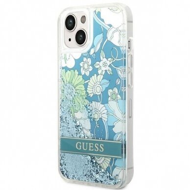 Originalus dėklas Guess GUHCP14SLFLSN iPhone 14 6.1 žalias / žalias hardcase Flower Liquid Glitter 1