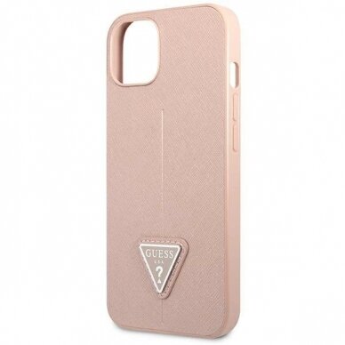 Originalus dėklas Guess GUHCP14SPSATLP iPhone 14 6.1 rožinis / rožinis hardcase SaffianoTriangle Logo 5