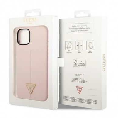 Originalus dėklas Guess GUHCP14SSLTGP iPhone 14 6.1  rožinis/rožinis hardcase Silicone Triangle 7