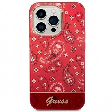 Originalus dėklas Guess GUHCP14XHGBNHR iPhone 14 Pro Max 6.7  Raudonas hardcase Bandana Paisley 2