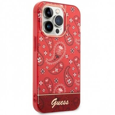 Originalus dėklas Guess GUHCP14XHGBNHR iPhone 14 Pro Max 6.7  Raudonas hardcase Bandana Paisley 3