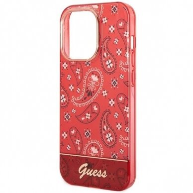 Originalus dėklas Guess GUHCP14XHGBNHR iPhone 14 Pro Max 6.7  Raudonas hardcase Bandana Paisley 5