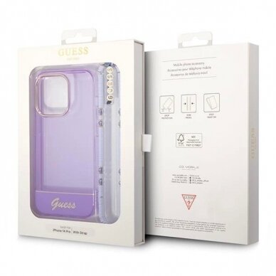 Originalus dėklas Guess GUHCP14XHGCOHU iPhone 14 Pro Max 6.7  Violetinis hardcase Translucent Pearl Strap 6