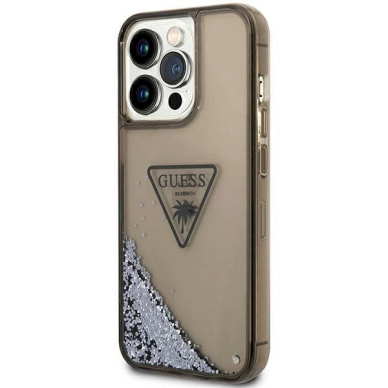 Originalus dėklas Guess GUHCP14XLFCTPK iPhone 14 Pro Max 6.7  Juodas hardcase Liquid Glitter Palm Collection 1