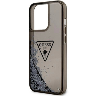 Originalus dėklas Guess GUHCP14XLFCTPK iPhone 14 Pro Max 6.7  Juodas hardcase Liquid Glitter Palm Collection 5