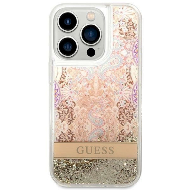 Originalus dėklas Guess GUHCP14XLFLSD iPhone 14 Pro Max 6.7  Auksinis hardcase Paisley Liquid Glitter 2