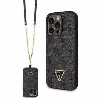 Originalus dėklas Guess GUHCP14XP4TDSCPK case skirta iPhone 14 Pro Max 6.7  - Juodas Crossbody 4G Metal Logo