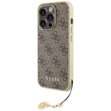 Originalus dėklas Guess GUHCP15LGF4GBR iPhone 15 Pro 6.1  Rudas/Rudas hardcase 4G Charms Collection 1