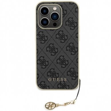 Originalus dėklas Guess GUHCP15LGF4GGR iPhone 15 Pro 6.1  pilkos spalvos/pilkos spalvos hardcase 4G Charms Collection 2