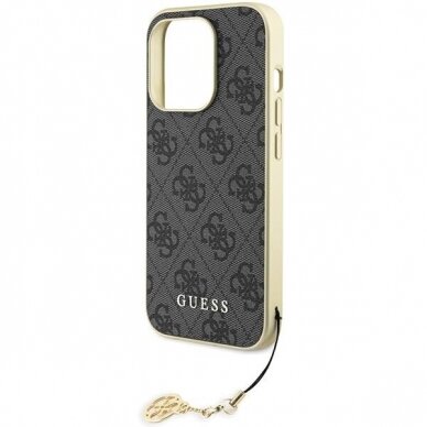 Originalus dėklas Guess GUHCP15LGF4GGR iPhone 15 Pro 6.1  pilkos spalvos/pilkos spalvos hardcase 4G Charms Collection 5