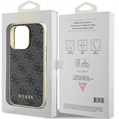 Originalus dėklas Guess GUHCP15LGF4GGR iPhone 15 Pro 6.1  pilkos spalvos/pilkos spalvos hardcase 4G Charms Collection 7