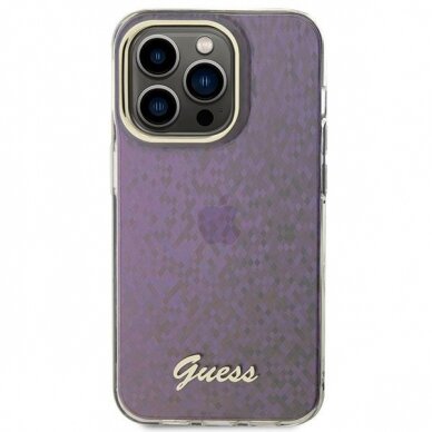 Originalus dėklas Guess GUHCP15LHDECMP iPhone 15 Pro 6.1  rožinis/rožinis hardcase IML Faceted Mirror Disco Iridescent 2