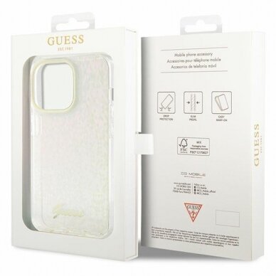 Originalus dėklas Guess GUHCP15LHDECMP iPhone 15 Pro 6.1  rožinis/rožinis hardcase IML Faceted Mirror Disco Iridescent 7