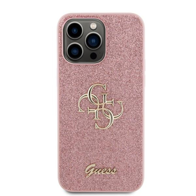 Originalus dėklas Guess GUHCP15LHG4SGP iPhone 15 Pro 6.1  rožinis/rožinis hardcase Glitter Script Big 4G 2