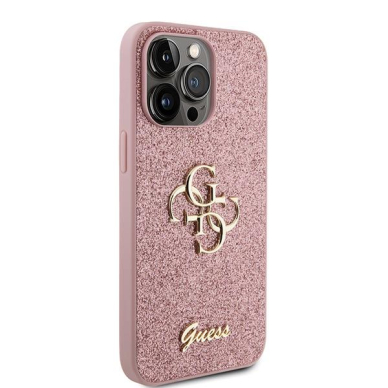 Originalus dėklas Guess GUHCP15LHG4SGP iPhone 15 Pro 6.1  rožinis/rožinis hardcase Glitter Script Big 4G 3