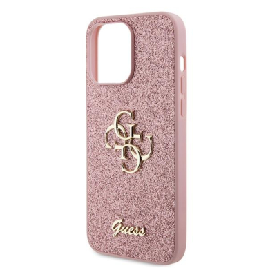 Originalus dėklas Guess GUHCP15LHG4SGP iPhone 15 Pro 6.1  rožinis/rožinis hardcase Glitter Script Big 4G 5