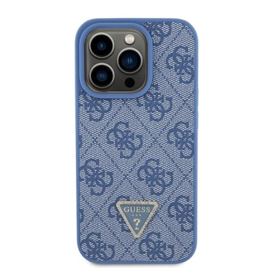 Originalus dėklas Guess GUHCP15LP4TDPB iPhone 15 Pro 6.1  Mėlynas/Mėlynas hardcase Leather 4G Triangle Strass 2