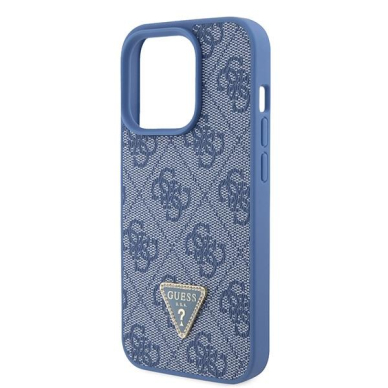 Originalus dėklas Guess GUHCP15LP4TDPB iPhone 15 Pro 6.1  Mėlynas/Mėlynas hardcase Leather 4G Triangle Strass 5