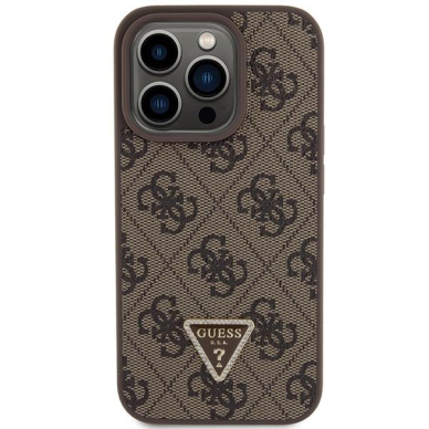 Originalus dėklas Guess GUHCP15LP4TDPW iPhone 15 Pro 6.1  Rudas/Rudas hardcase Leather 4G Triangle Strass 2