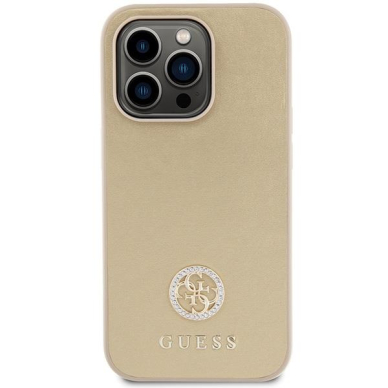 Originalus dėklas Guess GUHCP15LPS4DGPD iPhone 15 Pro 6.1  gold/gold hardcase Strass Metal Logo 2