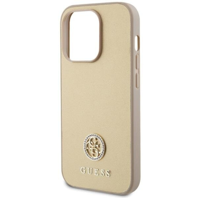 Originalus dėklas Guess GUHCP15LPS4DGPD iPhone 15 Pro 6.1  gold/gold hardcase Strass Metal Logo 5