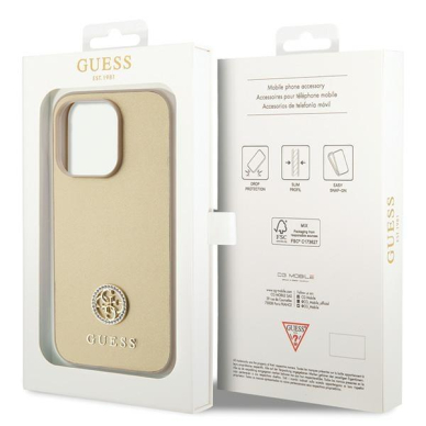 Originalus dėklas Guess GUHCP15LPS4DGPD iPhone 15 Pro 6.1  gold/gold hardcase Strass Metal Logo 7