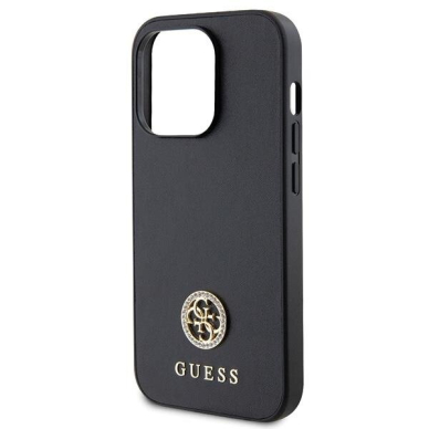 Originalus dėklas Guess GUHCP15LPS4DGPK iPhone 15 Pro 6.1  Juodas hardcase Strass Metal Logo 5