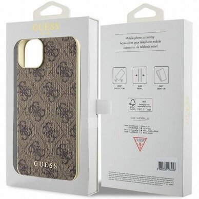 Originalus dėklas Guess GUHCP15MGF4GBR iPhone 15 Plus 6.7  Rudas/Rudas hardcase 4G Charms Collection 7