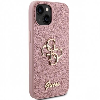 Originalus dėklas Guess GUHCP15MHG4SGP iPhone 15 Plus 6.7  rožinis/rožinis hardcase Glitter Script Big 4G 3