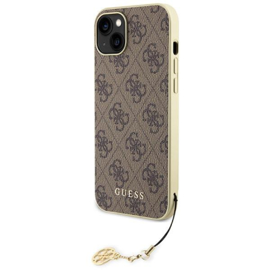 Originalus dėklas Guess GUHCP15SGF4GBR iPhone 15 6.1  Rudas/Rudas hardcase 4G Charms Collection 1