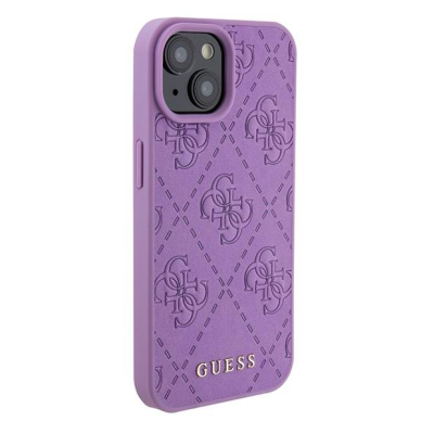 Originalus dėklas Guess GUHCP15SP4EPMU iPhone 15 6.1  violetinis hardcase Leather 4G Stamped 3