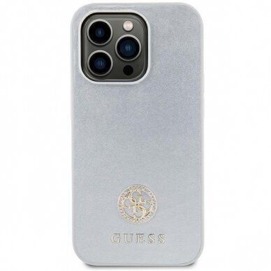 Originalus dėklas Guess GUHCP15SPS4DGPS iPhone 15 6.1  silver/silver hardcase Strass Metal Logo