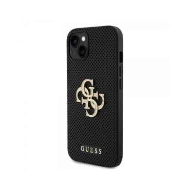 Originalus dėklas Guess GUHCP15SPSP4LGK iPhone 15 6.1  Juodas hardcase Leather Perforated 4G Glitter Logo 1