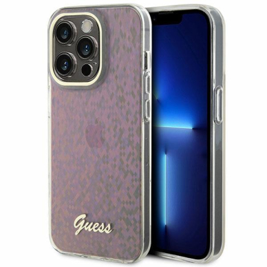 Originalus dėklas Guess GUHCP15XHDECMP iPhone 15 Pro Max 6.7  rožinis/rožinis hardcase IML Faceted Mirror Disco Iridescent