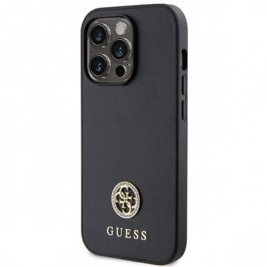 Originalus dėklas Guess GUHCP15XPS4DGPK iPhone 15 Pro Max 6.7  Juodas hardcase Strass Metal Logo 1