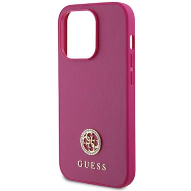 Originalus dėklas Guess GUHCP15XPS4DGPP iPhone 15 Pro Max 6.7  rožinis/rožinis hardcase Strass Metal Logo 5