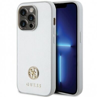 Originalus dėklas Guess GUHCP15XPS4DGPS iPhone 15 Pro Max 6.7  silver/silver hardcase Strass Metal Logo