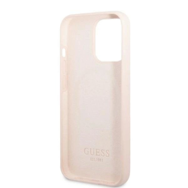 Originalus dėklas Guess GUHMP13LSPLP iPhone 13 Pro / 13 6.1  rožinis/rožinis hard case Silicone Logo Plate MagSafe 6