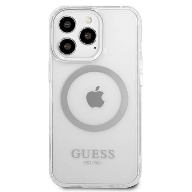 Originalus dėklas Guess GUHMP13XHTRMS iPhone 13 Pro Max 6.7  silver/silver hard case Metal Outline Magsafe 2