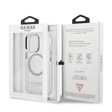 Originalus dėklas Guess GUHMP13XHTRMS iPhone 13 Pro Max 6.7  silver/silver hard case Metal Outline Magsafe 7