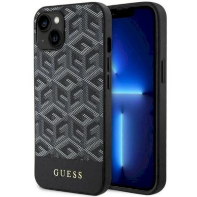 Originalus dėklas Guess GUHMP14SHGCFSEK iPhone 14 6.1  Juodas hardcase GCube Stripes MagSafe