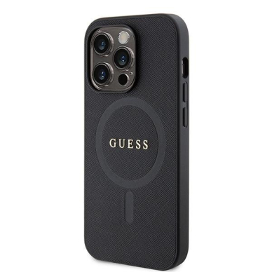 Originalus dėklas Guess GUHMP15LPSAHMCK iPhone 15 Pro 6.1  Juodas hardcase Saffiano MagSafe 1