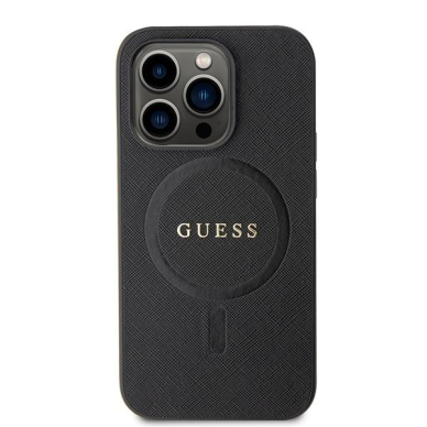 Originalus dėklas Guess GUHMP15LPSAHMCK iPhone 15 Pro 6.1  Juodas hardcase Saffiano MagSafe 2