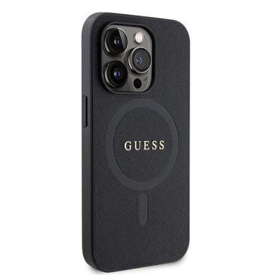 Originalus dėklas Guess GUHMP15LPSAHMCK iPhone 15 Pro 6.1  Juodas hardcase Saffiano MagSafe 3