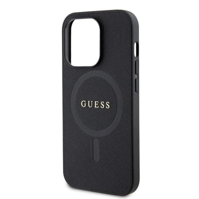 Originalus dėklas Guess GUHMP15LPSAHMCK iPhone 15 Pro 6.1  Juodas hardcase Saffiano MagSafe 5